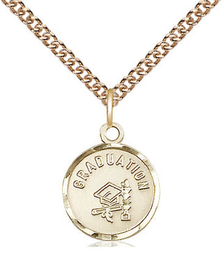14kt Gold Filled Graduation Medal Religious and Catholic Jewelry Engraved Catholic Saint Jewelry