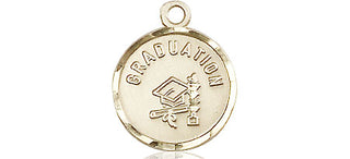 14kt Gold Graduation Medal Engraved Catholic Saint Jewelry