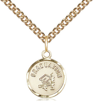 14kt Gold Graduation Medal Engraved Catholic Saint Jewelry