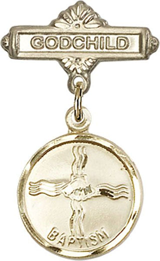 14kt Gold Filled Godchild Baptism Baby Badge - Engravable