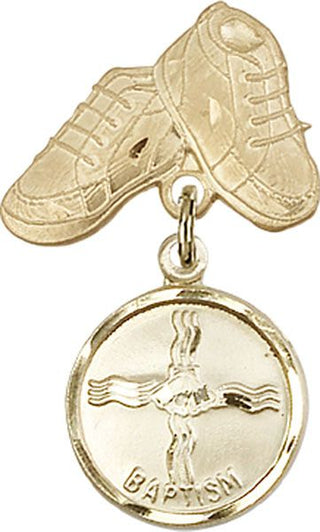 14kt Gold Filled Baby Boots Baptism Baby Badge - Engravable