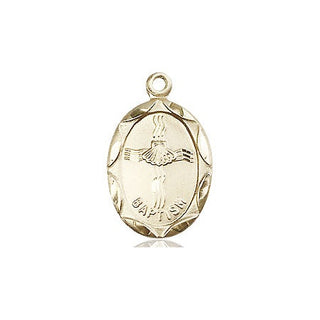 14kt Gold Filled Baptism Medal Engraved Catholic Saint Jewelry