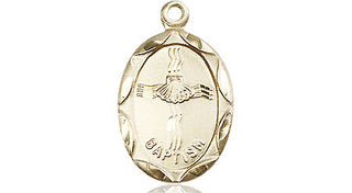 14kt Gold Filled Baptism Medal Engraved Catholic Saint Jewelry
