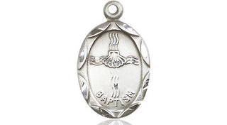 Sterling Silver Baptism Medal Engraved Catholic Saint Jewelry