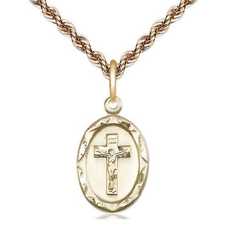 14kt Gold Filled Crucifix Medal Religious Jewelry Engraved Catholic Saint Jewelry