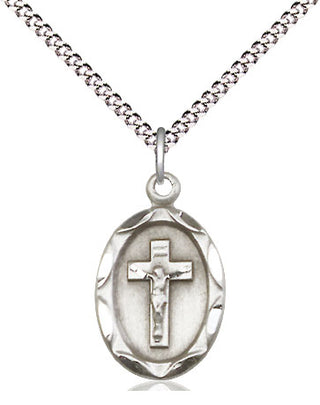 Sterling Silver Crucifix Medal Religious Jewelry Engraved Catholic Saint Jewelry