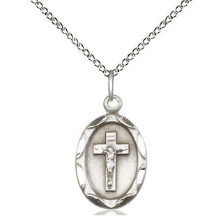 Sterling Silver Crucifix Medal Religious Jewelry Engraved Catholic Saint Jewelry