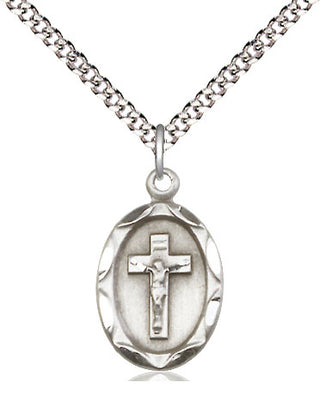 Sterling Silver Crucifix Medal Religious Jewelry Engraved Catholic Saint Jewelry