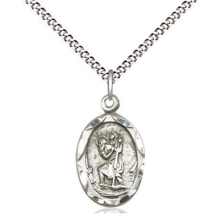 Pewter Saint Christopher Medal Religious Jewelry Engraved Catholic Saint Jewelry