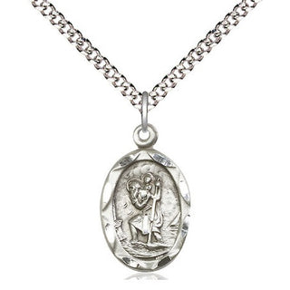 Pewter Saint Christopher Medal Religious Jewelry Engraved Catholic Saint Jewelry