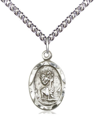 Sterling Silver Saint Christopher Medal Religious Jewelry Engraved Catholic Saint Jewelry