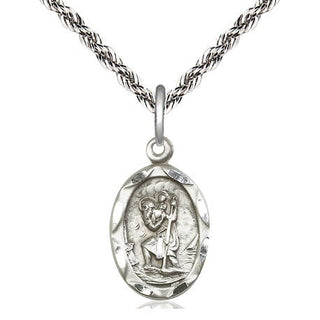 Sterling Silver Saint Christopher Medal Religious Jewelry Engraved Catholic Saint Jewelry