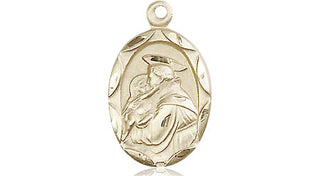 14kt Gold Saint Anthony of Padua Medal Engraved Catholic Saint Jewelry