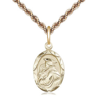 14kt Gold Saint Anthony of Padua Medal Engraved Catholic Saint Jewelry