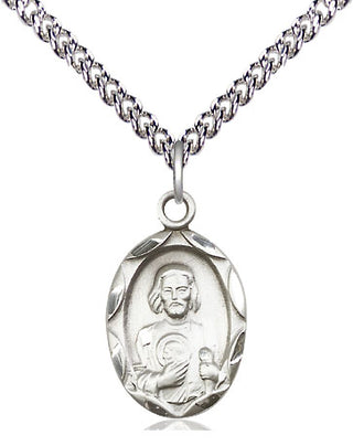 Sterling Silver Saint Jude Medal Religious Jewelry Engraved Catholic Saint Jewelry