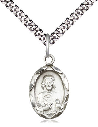 Sterling Silver Saint Jude Medal Religious Jewelry Engraved Catholic Saint Jewelry