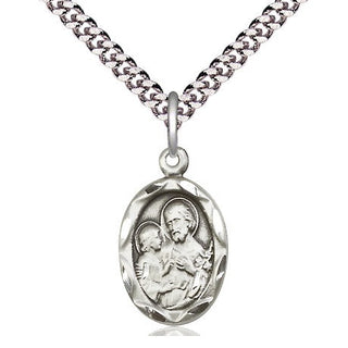 Pewter Saint Joseph Medal Religious Jewelry Engraved Catholic Saint Jewelry