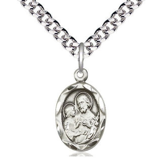 Pewter Saint Joseph Medal Religious Jewelry Engraved Catholic Saint Jewelry