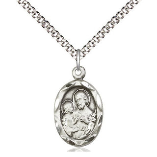 Pewter Saint Joseph Medal Religious Jewelry Engraved Catholic Saint Jewelry