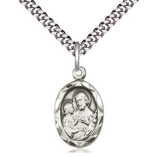 Pewter Saint Joseph Medal Religious Jewelry Engraved Catholic Saint Jewelry