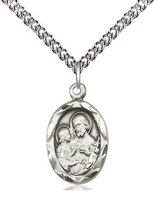 Sterling Silver Saint Joseph Medal Religious Jewelry Engraved Catholic Saint Jewelry