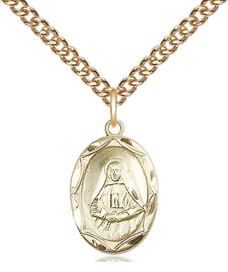 14kt Gold Saint Frances Cabrini Medal Engraved Catholic Saint Jewelry