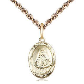 14kt Gold Saint Frances Cabrini Medal Engraved Catholic Saint Jewelry
