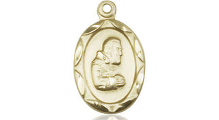 14kt Gold Saint Pio of Pietrelcina Medal Engraved Catholic Saint Jewelry