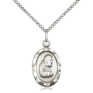 Sterling Silver Saint Pio of Pietrelcina Medal Religious Jewelry Engraved Catholic Saint Jewelry