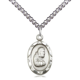 Sterling Silver Saint Pio of Pietrelcina Medal Religious Jewelry Engraved Catholic Saint Jewelry
