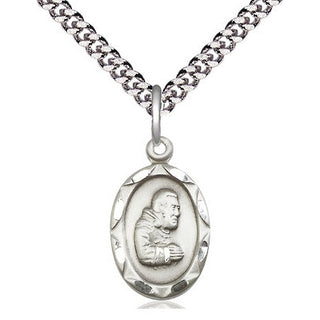 Sterling Silver Saint Pio of Pietrelcina Medal Religious Jewelry Engraved Catholic Saint Jewelry