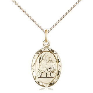 14kt Gold Saint Raphael Medal Engraved Catholic Saint Jewelry