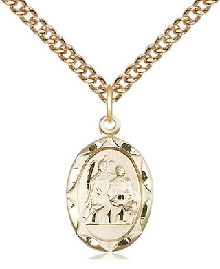 14kt Gold Saint Raphael Medal Engraved Catholic Saint Jewelry