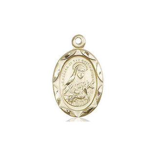 14kt Gold Filled Saint Theresa Medal Engraved Catholic Saint Jewelry