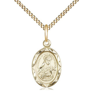 14kt Gold Filled Saint Theresa Medal Religious Jewelry Engraved Catholic Saint Jewelry