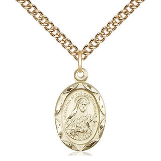 14kt Gold Filled Saint Theresa Medal Religious Jewelry Engraved Catholic Saint Jewelry