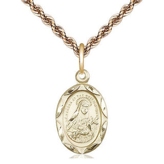 14kt Gold Filled Saint Theresa Medal Religious Jewelry Engraved Catholic Saint Jewelry