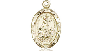 14kt Gold Saint Theresa Medal Engraved Catholic Saint Jewelry