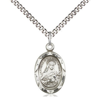 Pewter Saint Theresa Medal Religious Jewelry Engraved Catholic Saint Jewelry