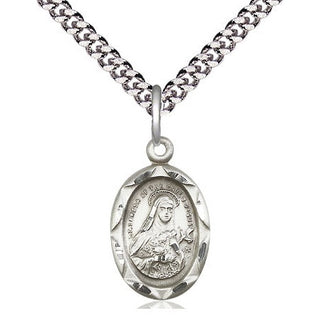 Pewter Saint Theresa Medal Religious Jewelry Engraved Catholic Saint Jewelry