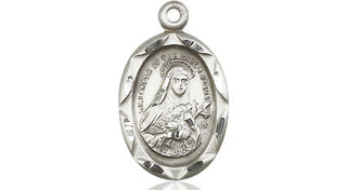 Sterling Silver Saint Theresa Medal Religious Jewelry Engraved Catholic Saint Jewelry