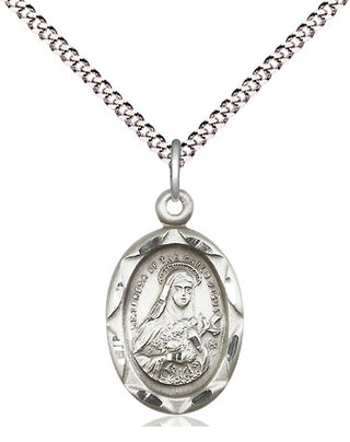 Sterling Silver Saint Theresa Medal Religious Jewelry Engraved Catholic Saint Jewelry