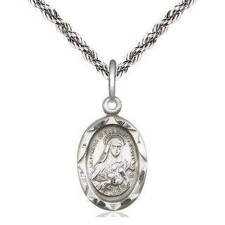 Sterling Silver Saint Theresa Medal Religious Jewelry Engraved Catholic Saint Jewelry