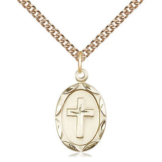 14kt Gold Filled Cross Medal Religious Jewelry Engraved Catholic Saint Jewelry