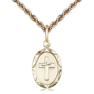 14kt Gold Cross Medal Engraved Catholic Saint Jewelry