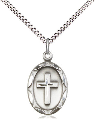 Sterling Silver Cross Medal Religious Jewelry Engraved Catholic Saint Jewelry