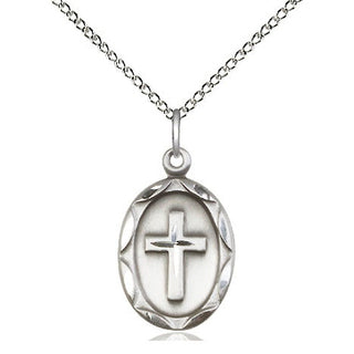 Sterling Silver Cross Medal Religious Jewelry Engraved Catholic Saint Jewelry