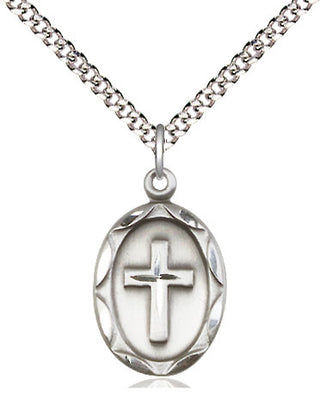 Sterling Silver Cross Medal Religious Jewelry Engraved Catholic Saint Jewelry