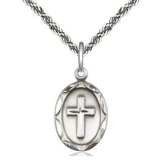 Sterling Silver Cross Medal Religious Jewelry Engraved Catholic Saint Jewelry