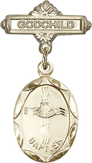 14kt Gold Filled Godchild Baptism Baby Badge - Engravable